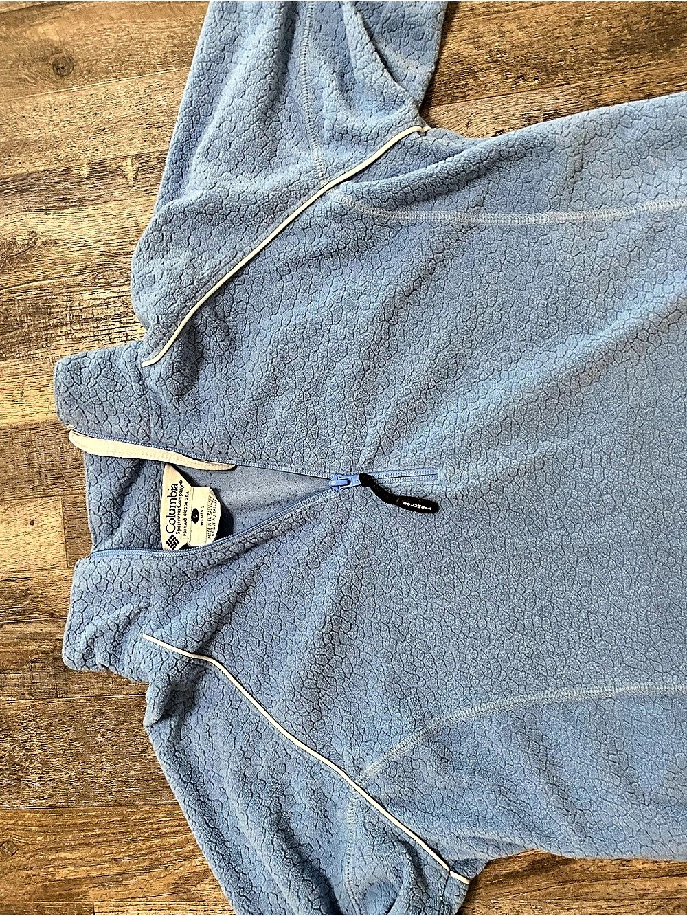 Columbia Jasper Ridge Pebbled Fleece Quarter Zip Pullover Blue Large - Picture 4 of 9